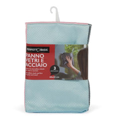PANNI MICROFIBRA ACCIAIO/VETRI 40x40cm CONF.3