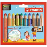 PASTELLI WOODY 3 IN 1 - Astuccio 10 pezzi + temperino