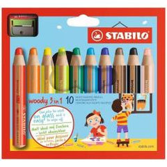 PASTELLI WOODY 3 IN 1 - Astuccio 10 pezzi + temperino