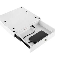100091540 Desk Tray 300x275x50mm with USB-A, USB-C, EU Adapter, White