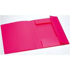 CARTELLE A 3 LEMBI CON ELASTICO. CONFEZIONE DA 4 COLORI FLUORESCENTI