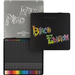 Astuccio in metallo con 24 matite colorate Black Edition