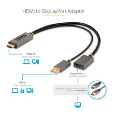 Cavo adattatore da HDMI a DisplayPort da 30 cm - Convertitore attivo da HDMI 2.0 a DP 1.2
