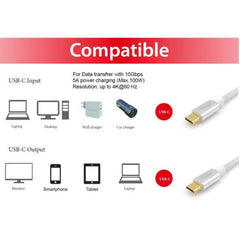 EQUIP - CAVO USB 3.2 Gen 2 da C a C, M/M, PD 100W, 4K/60Hz, 10Gbps, bianco, 3.0m