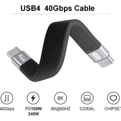EQUIP - CAVO PIATTO USB 4 GEN 3 da C a C PD240W, 8K/60Hz, 40Gbps, nero -- 13cm