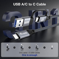 EQUIP - CAVO 2 in 1 USB 3.2 Gen 2x2 da C a C/A, PD100W, 4K/60Hz, 20Gbps, 1.0m