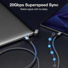EQUIP - CAVO 2 in 1 USB 3.2 Gen 2x2 da C a C/A, PD100W, 4K/60Hz, 20Gbps, 1.0m