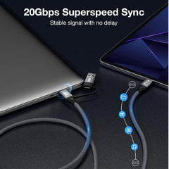 EQUIP - CAVO 2 in 1 USB 3.2 Gen 2x2 da C a C/A, PD100W, 4K/60Hz, 20Gbps, 3.0m