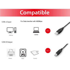 EQUIP - CAVO USB 2.0 da Tipo A a Tipo B, M/M, Nero, 5.0m
