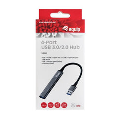 EQUIP - HUB 4-PORTE (1x USB 3.2 Gen 1 + 3x USB 2.0), Alluminio