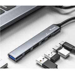 EQUIP - HUB 5-PORTE USB-C (1x USB 3.0, 2x USB 2.0, 1x USB-C PD 100W, 1x USB-C), Alluminio