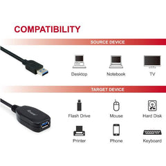 EQUIP - CAVO PROLUNGA ATTIVO USB 3.0 A/M - A/F, 5Gbps, 15m