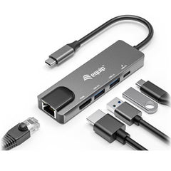 EQUIP - ADATTATORE USB-C 5 in 1, HDMI 4K/30Hz, Gigabit Lan, 1x USB-C PD 100W, 2x USB 3.2 Gen 1