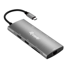 EQUIP - ADATTATORE USB-C 9 in 1, HDMI 4K/60Hz, LAN Gigabit, USB 3.2 GEN1, SD/TF, USB PD 100W
