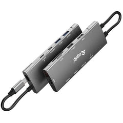 EQUIP - ADATTATORE USB-C 9 in 1, HDMI 4K/60Hz, LAN Gigabit, USB 3.2 GEN1, SD/TF, USB PD 100W