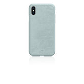WHITE DIAMONDS - Cover con materiale simil Alcantara colore azzurro compatibile con Apple iPhone Xs/ iPhone X