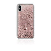 WHITE DIAMONDS - Cover semi-trasparente in TPU rigido con glitter fluttuanti nel liquido compatibile con Apple iPhone Xs/ iPhone X