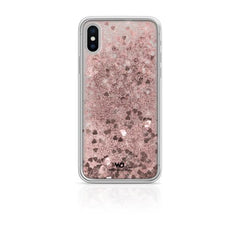 WHITE DIAMONDS - Cover semi-trasparente in TPU rigido con glitter fluttuanti nel liquido compatibile con Apple iPhone Xs/ iPhone X
