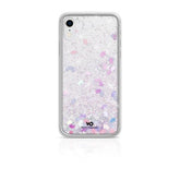 WHITE DIAMONDS - Cover semi-trasparente in TPU rigido con glitter fluttuanti nel liquido compatibile con Apple iPhone Xs/ iPhone X