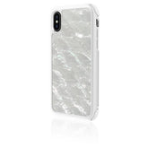 WHITE DIAMONDS - Cover Ultra protettiva con bordi anti-shock con texture Madre perla bianco compatibile con Apple iPhone Xs/ iPhone X