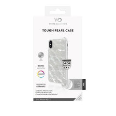 WHITE DIAMONDS - Cover Ultra protettiva con bordi anti-shock con texture Madre perla bianco compatibile con Apple iPhone Xs/ iPhone X