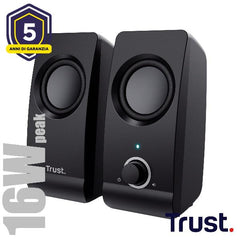 SET ALTOPARLANTI SPEAKERS 2.0 16W PICCO (8W RMS) - TRUST REMO 2.0 - NERO