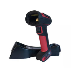 Scanner: Wireless. Ultra rugged/industrial. 1D, PDF417, 2D, SR focus, with vibration. Red scanner. Bluetooth Class 1. Assembled in China.