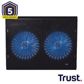 BASE DI RAFFREDDAMENTO PER LAPTOP CON DOPPIA VENTOLA ILLUMINATA BLU - TRUST AZUL - NERO