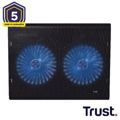 BASE DI RAFFREDDAMENTO PER LAPTOP CON DOPPIA VENTOLA ILLUMINATA BLU - TRUST AZUL - NERO
