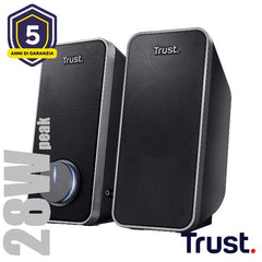 SET ALTOPARLANTI SPEAKERS 2.0 28W PICCO (14W RMS) CON INGRESSO JACK 3,5MM - TRUST ARYS - NERO