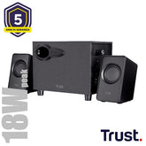 SET ALTOPARLANTI SPEAKERS 2.1 18W PICCO (9W RMS) CON SUB WOOFER LEGNO - TRUST AVORA - NERO