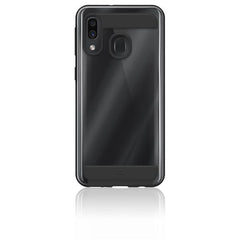 AIR ROBUST - Cover Ultra protettiva in TPU trasparente e finiture colore nero opache bordi rialzati compatibile con Samsung Galaxy A20e