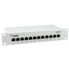 EQUIP - PATCH PANEL 12-PORTE CAT.6 SCHERMATO 10" 1U, Grigio Chiaro