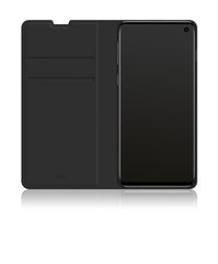 BOOKLET - Custodia a libro in pelle sintetica colore nero, funzione stand slot per carte e chiusura magnetica compatibile con Samsung Galaxy S10