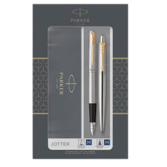 SET DUO PENNA SFERA + STILOGRAFICA JOTTER STAINLESS STEEL GT