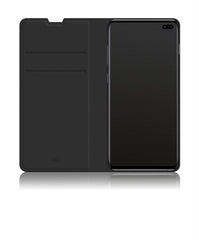 BOOKLET - Custodia a libro in pelle sintetica colore nero, funzione stand slot per carte e chiusura magnetica compatibile con Samsung Galaxy S10+