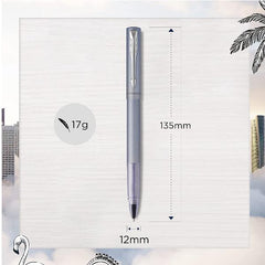 Penna roller Vector XL Punta sottile Laccatura argento blu metallizzato su ottone con puntale cromato Punta sottile