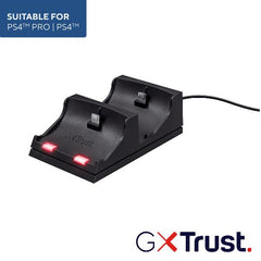 DOCK RICARICA PER 2 GAMEPAD/CONTROLLER PLAYSTATION PS4 - TRUST GXT 235 - NERO