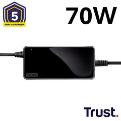 ALIMENTATORE/CARICABATTERIA UNIVERSALE LAPTOP/NOTEBOOK 70W - TRUST PRIMO - NERO