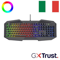 TASTIERA GAMING CABLATA 140CM ILLUMINATA (RAINBOW) - LAYOUT ITALIANO - TRUST GXT 830-RW AVONN - NERO
