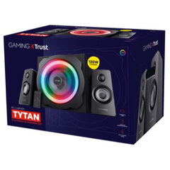 SET GAMING ALTOPARLANTI SPEAKERS 2.1 120W PICCO (60W RMS) ILLUMINATI LED RGB - CON TELECOMANDO WIRELESS E SUB WOOFER LEGNO - TRUST GXT629 TYTAN - NERO