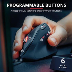 MOUSE ERGONOMICO VERTICALE CABLATO 10.000 DPI - 6 TASTI PROGRAMMABILI - TRUST GXT 144 REXX - NERO