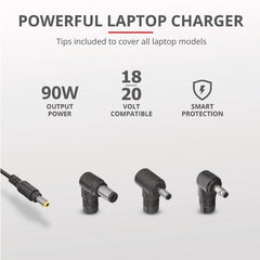 ALIMENTATORE/CARICABATTERIA HP UNIVERSALE LAPTOP/NOTEBOOK 90W - TRUST MAXO - NERO