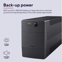 GRUPPO DI CONTINUITÀ (UPS) 800VA CON 2 PRESE SCHUKO PROTETTE - TRUST PAXXON 800