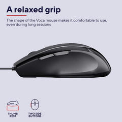 MOUSE CABLATO 160CM - 2400DPI - TRUST VOCA - NERO