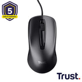 MOUSE CABLATO 170CM - 1200DPI - TRUST CARVE - NERO