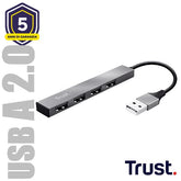 HUB USB A CON 4 PORTE USB-A 2.0 USB-A 2.0 A - TRUST HALYX - ALLUMINIO