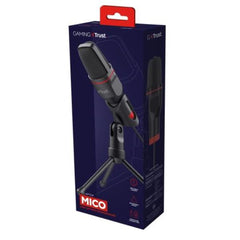 MICROFONO GAMING CABLATO USB E JACK 3,5MM 1,8M SUPPORTO TREPPIEDE - TRUST MICO - NERO