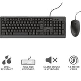 KIT DESK SET TASTIERA E MOUSE CABLATI RESISTENTI AGLI SVERSAMENTI- LAYOUT ITALIANO - TRUST TKM-250 NERO