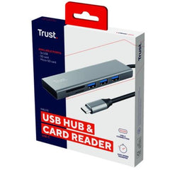 HUB USB C CON CARDREADER E 3P USB-A 3.2 + CARD READER SD E MICRO-SD - TRUST HALYX - ALLUMINIO